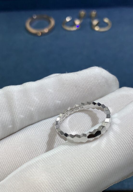 Chaumet Narrow Honeycomb Ring Without Diamonds, White Gold