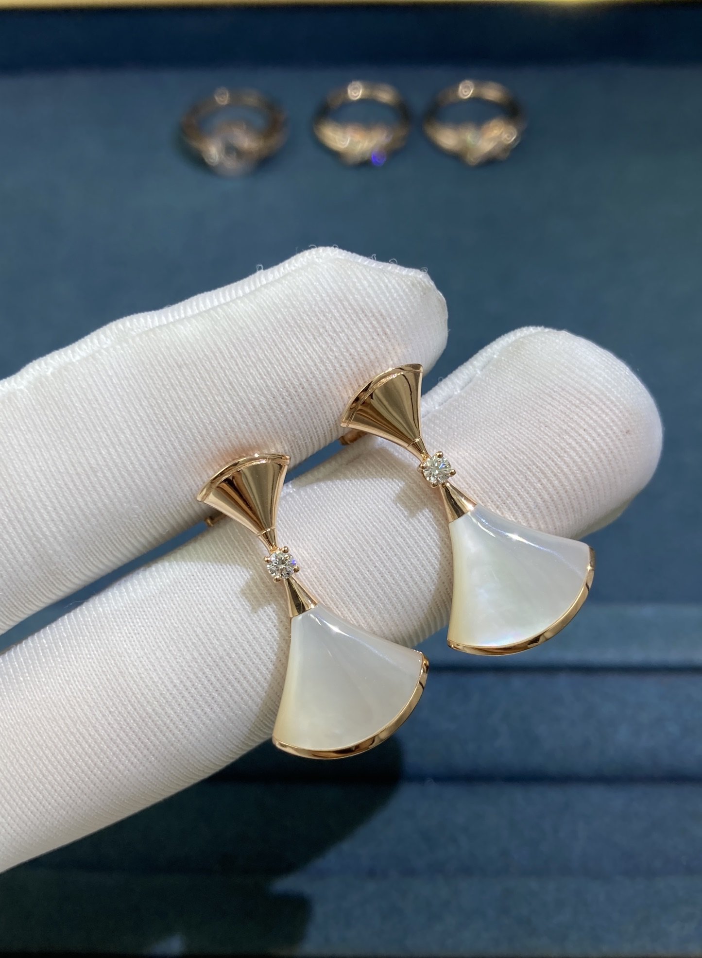 Bvlgary Double Scallop Skirt Stud Earrings, Rose Gold