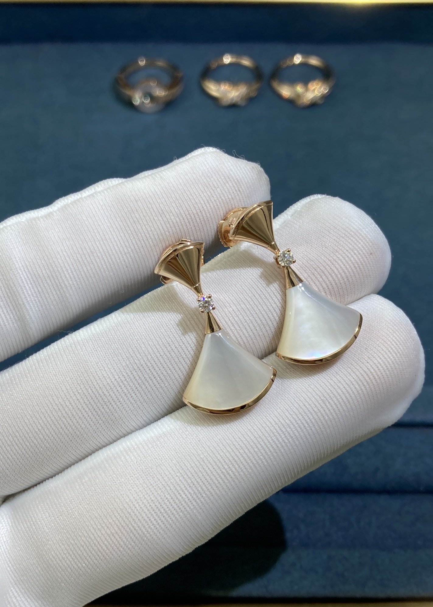 Bvlgary Double Scallop Skirt Stud Earrings, Rose Gold - Image 2