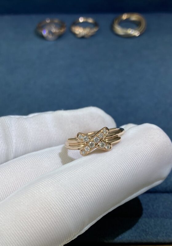 Chaumet Cross Band Diamond Ring, Rose Gold
