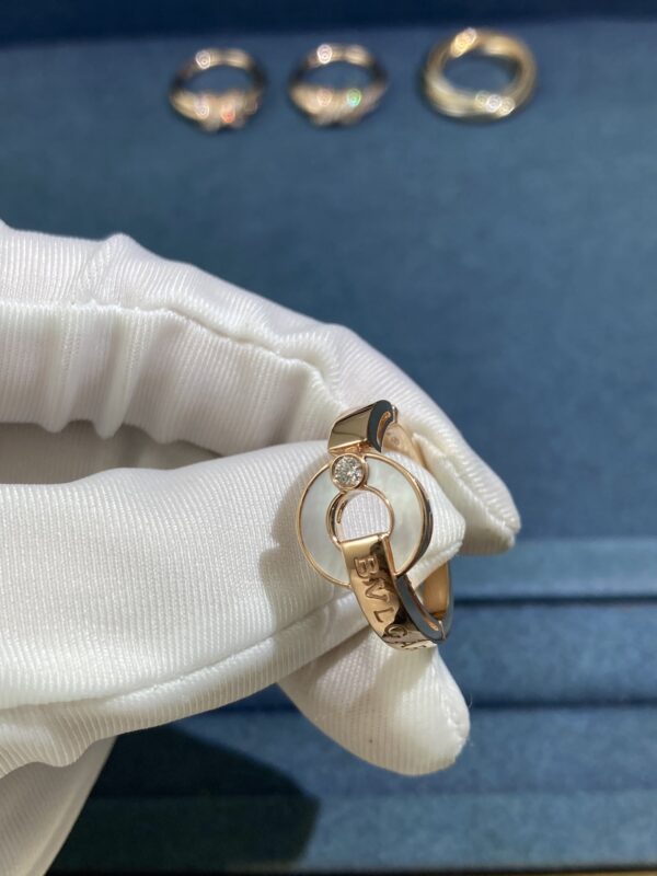 Bvlgary Copper Coin Ring in White Shell, Rose Gold
