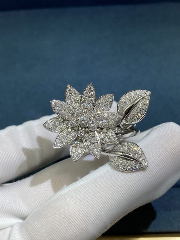 VCA Full Diamond Flower Ring, White Gold