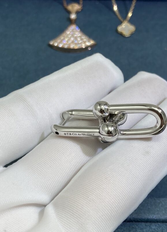 Tiffany’s Bead and Diamond-Free Earrings, White Gold