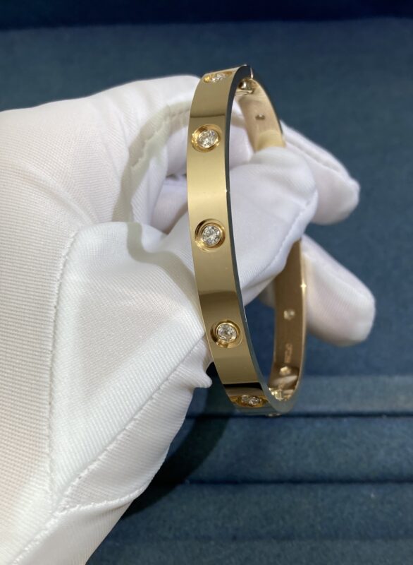 Cartier Wide Ten Diamond Screw Bracelet, Yellow Gold