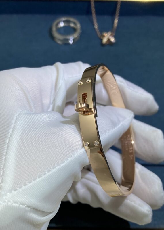 Hermes Kelly Four Diamond Bracelet, Rose Gold