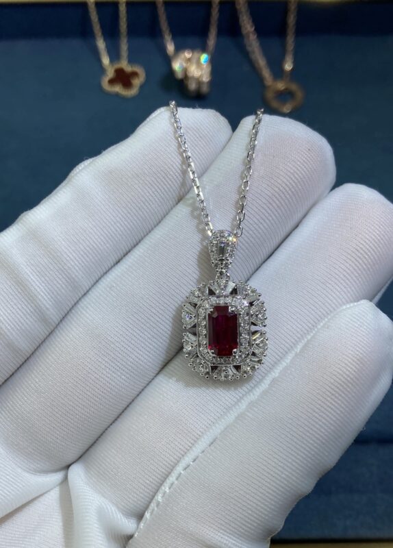 Ruby Necklace, White Gold