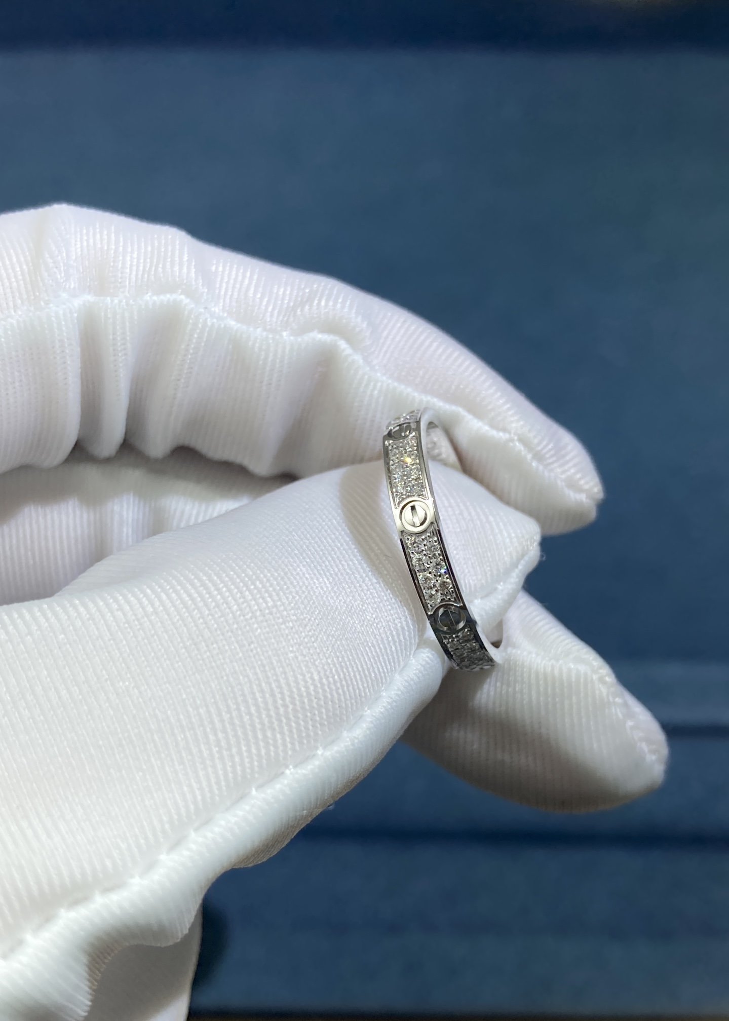 45726.jpg Narrow Two Row Diamonds Gypsophila Ring, White Gold - Image 1