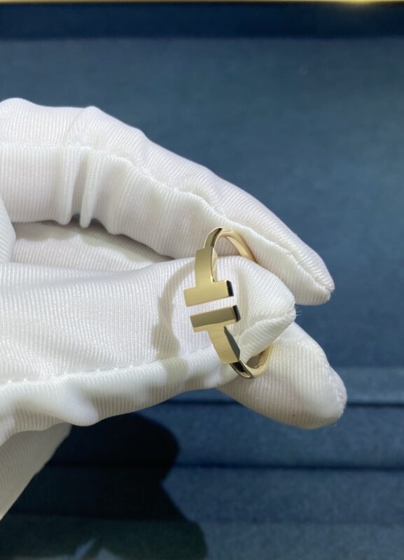 Double T No Diamond Ring, Yellow Gold