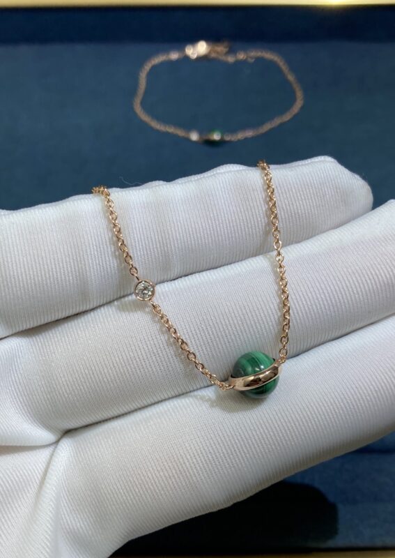 Time Comes Malachite Necklace, Rose Gold