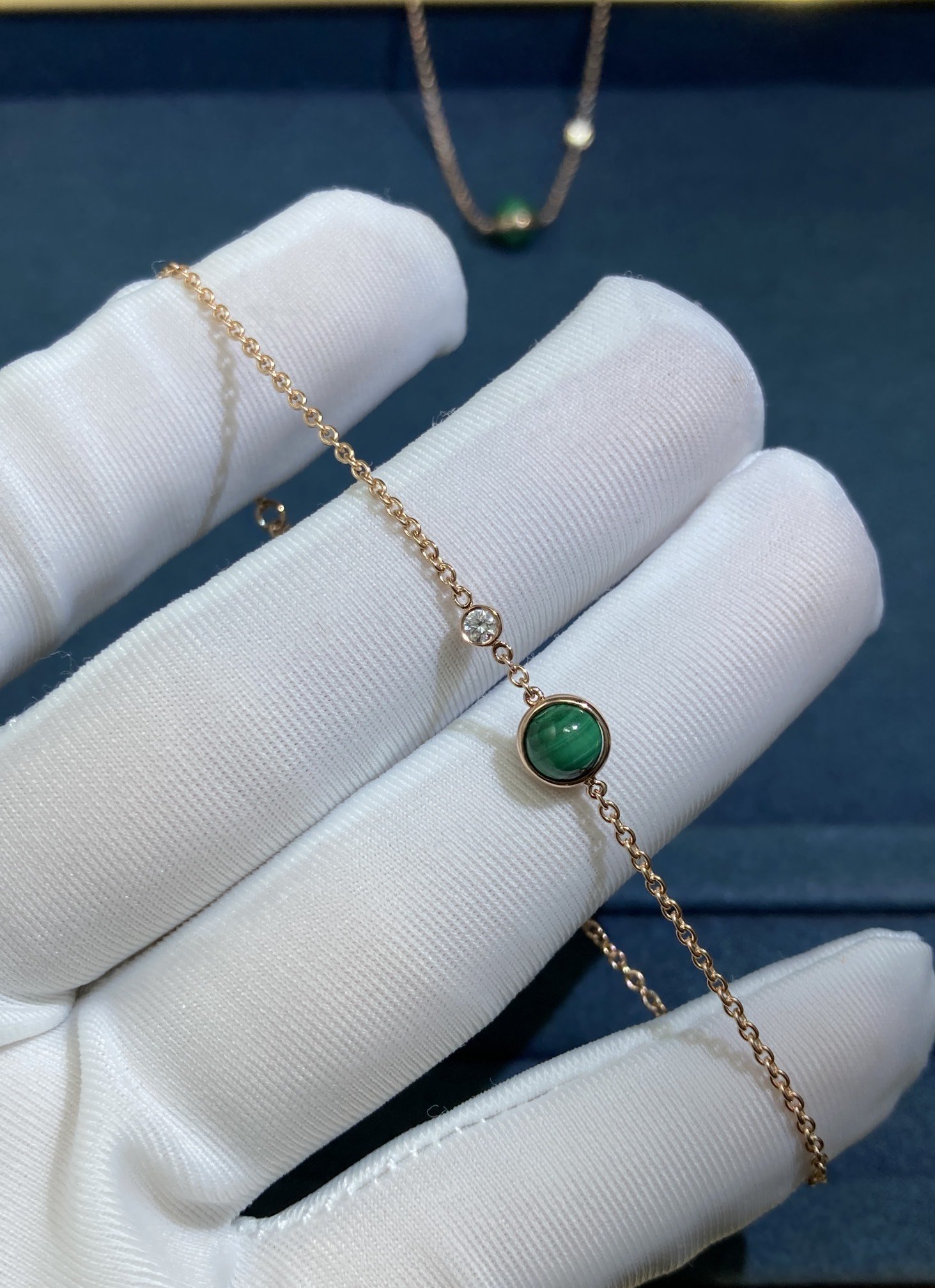 45748.jpg Fortune Telling Malachite Bracelet, Rose Gold - Image 1