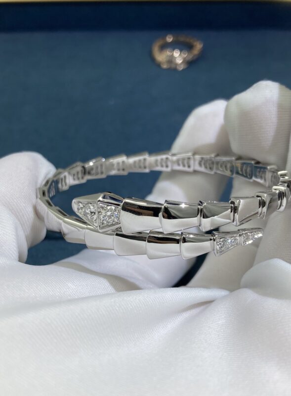 Bvlgary’s Diamond Head and Tail Snake Bracelet, White Gold