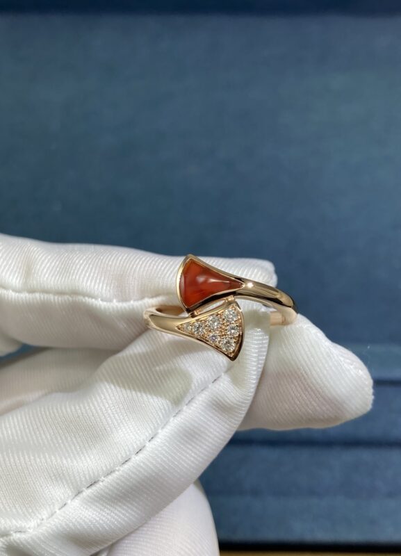 Bvlgary’s Double Skirt Carnelian Ring, Rose Gold