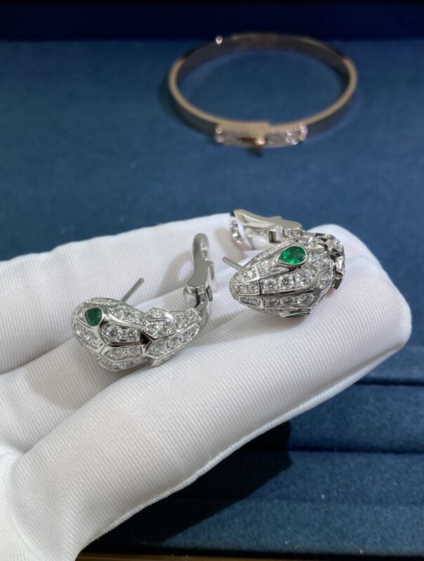 Bvlgary’s Emerald and Diamond Earrings, White Gold