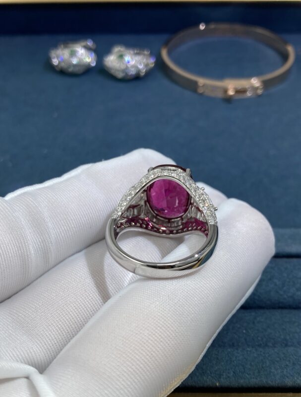 Rubellite Ring, White Gold