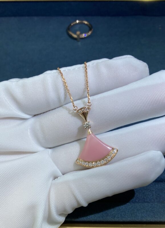 Double Opaline Skirt Necklace, Rose Gold