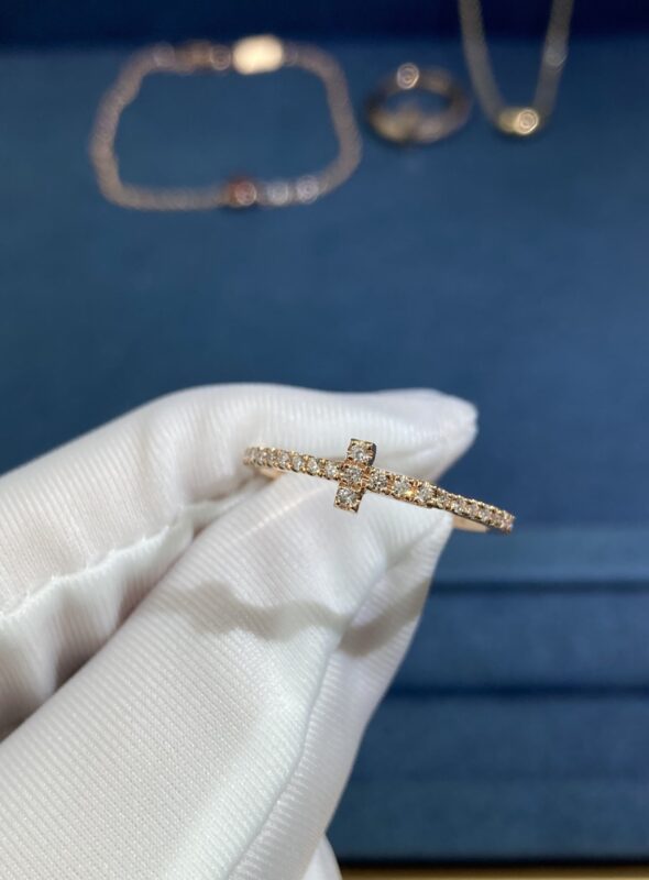 Tiffany’s Extra Narrow T1 Full Diamond Ring, Rose Gold