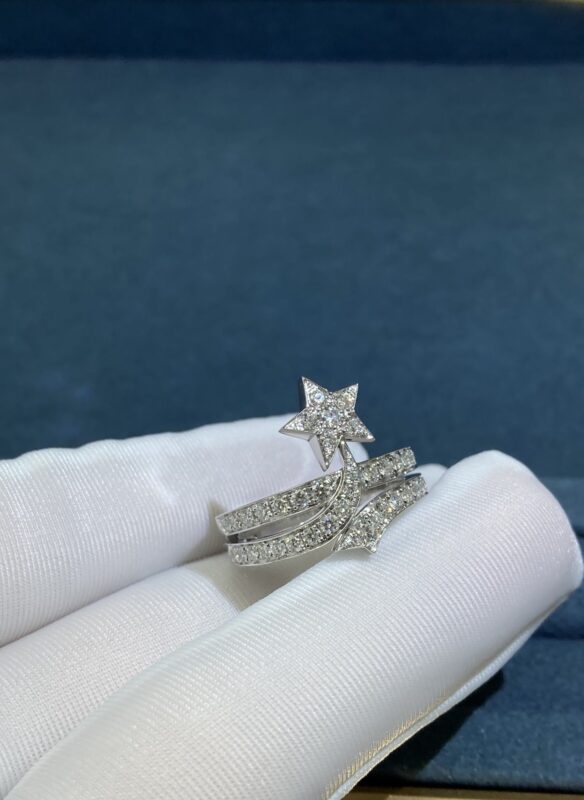 Comet Full Diamond Ring, White Gold