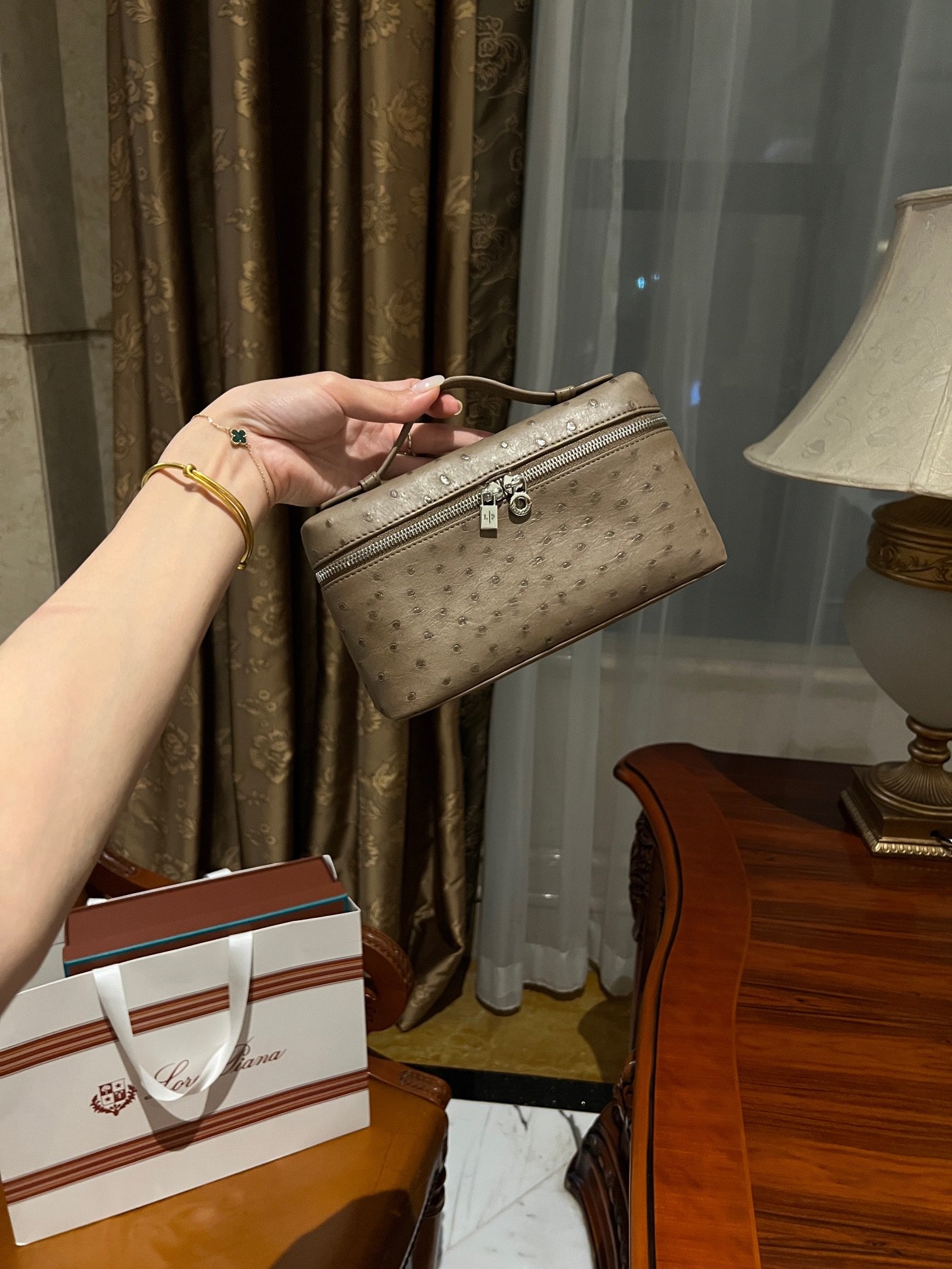 75753.jpg Loro Piana L19 in Dark Brown Ostrich - Image 1