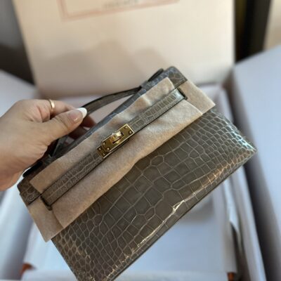 Kelly Pochette Shiny Crocodile GHW