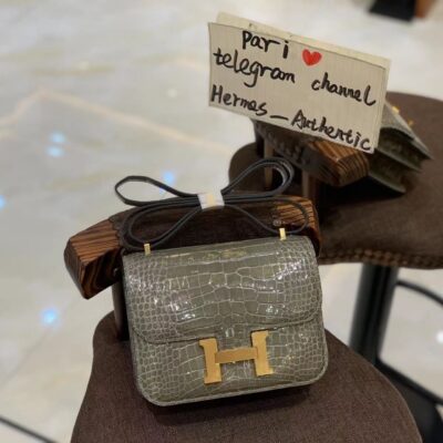 Constance 18 in Grey Shiny Crocodile