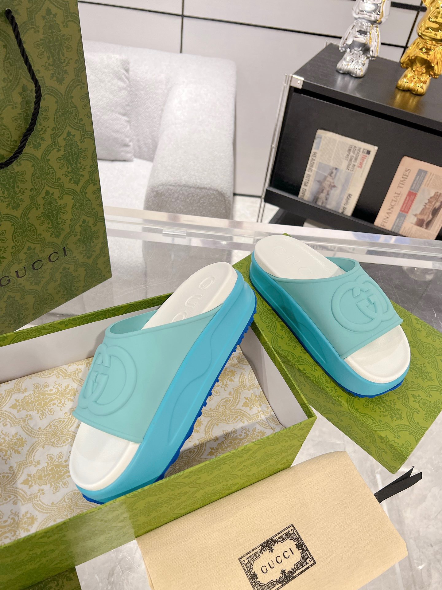 Gucci 2023 New Thick-soled Couple Slippers - Image 5