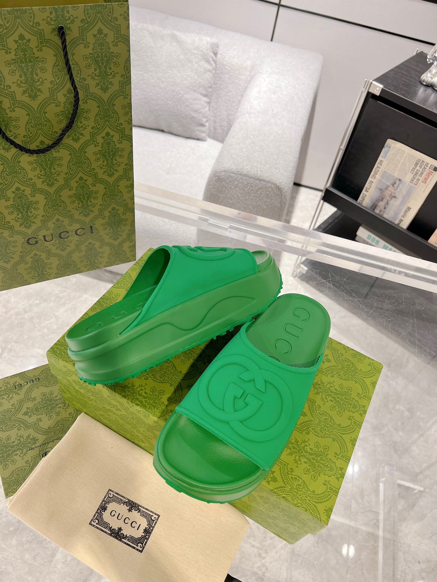 Gucci 2023 New Thick-soled Couple Slippers - Image 3
