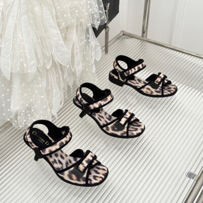 Dior 2023 New Leopard Printed Velcro Sandals Collection