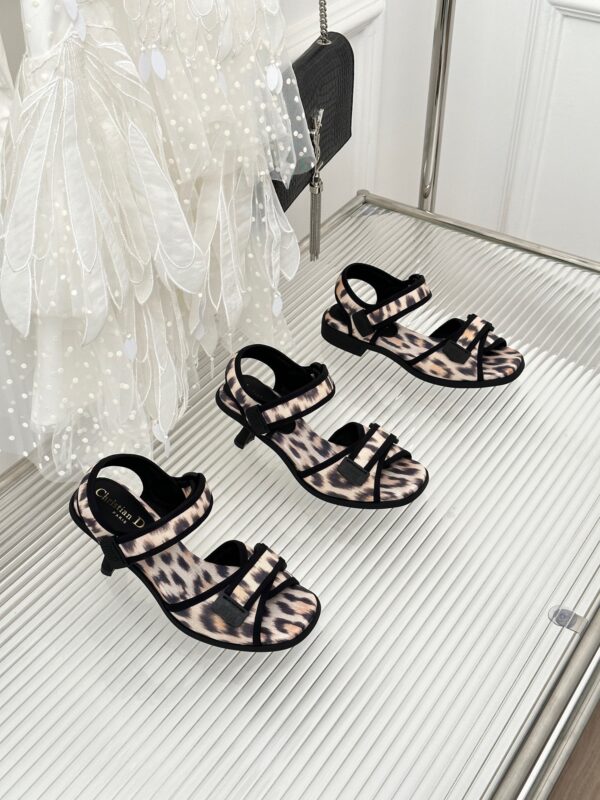 Dior 2023 New Leopard Printed Velcro Sandals Collection
