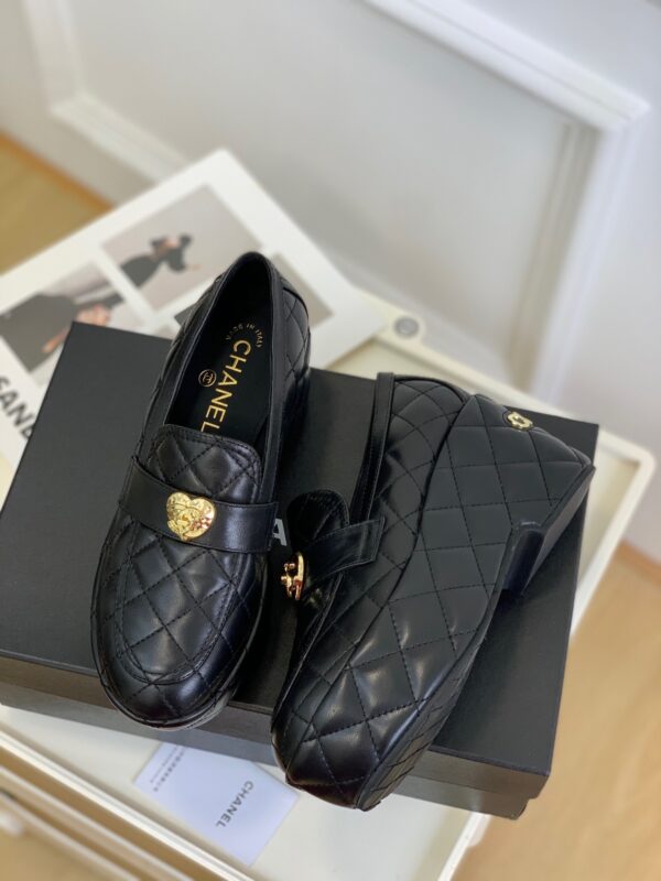 Chanel Heart Buckle Thick Sole Muffin Loafers