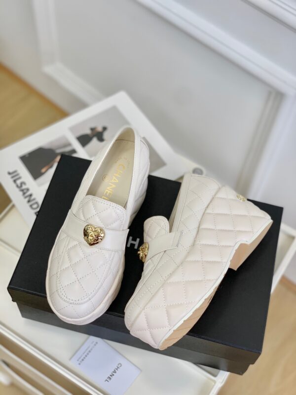 Chanel Heart Buckle Thick Sole Muffin Loafers