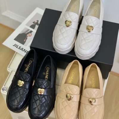 Chanel Heart Buckle Thick Sole Muffin Loafers Collection