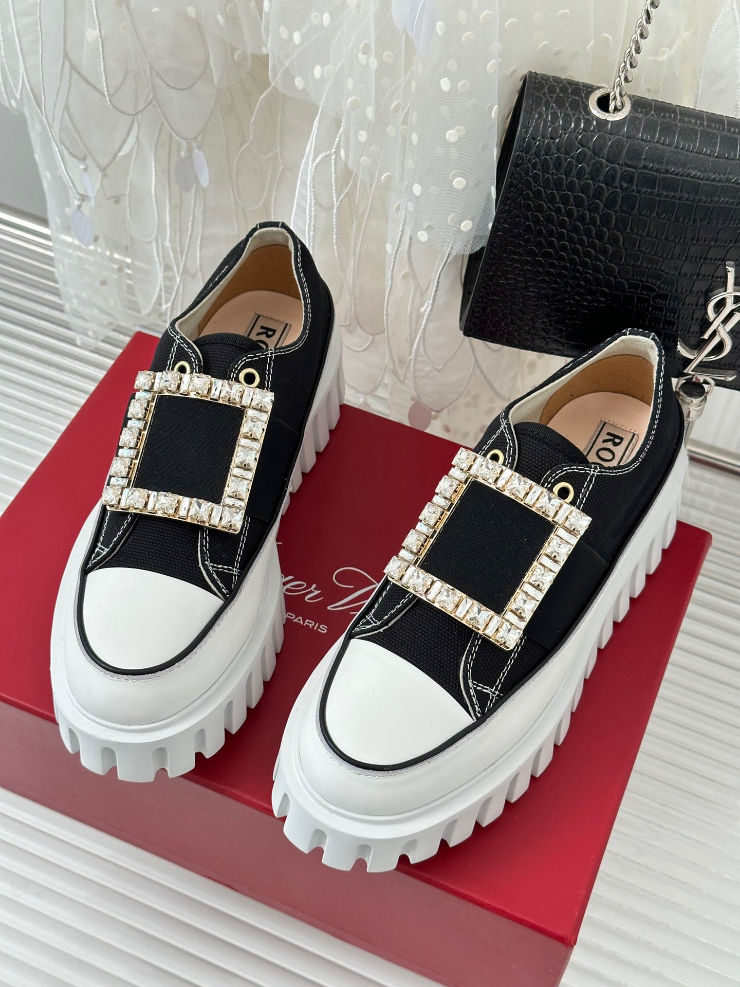 Roger Vivier Classic Square Diamond Buckle Thick Bottom Shoes - Image 2