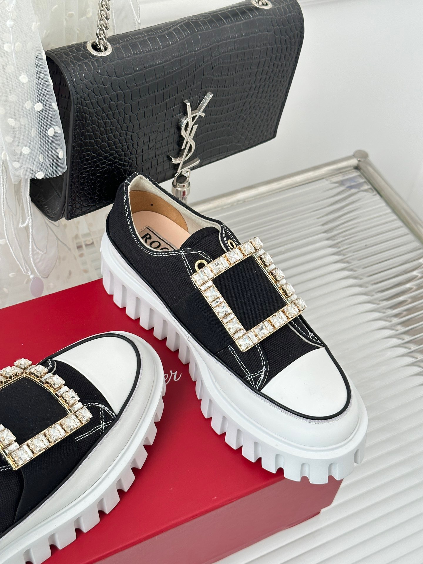 Roger Vivier Classic Square Diamond Buckle Thick Bottom Shoes - Image 5