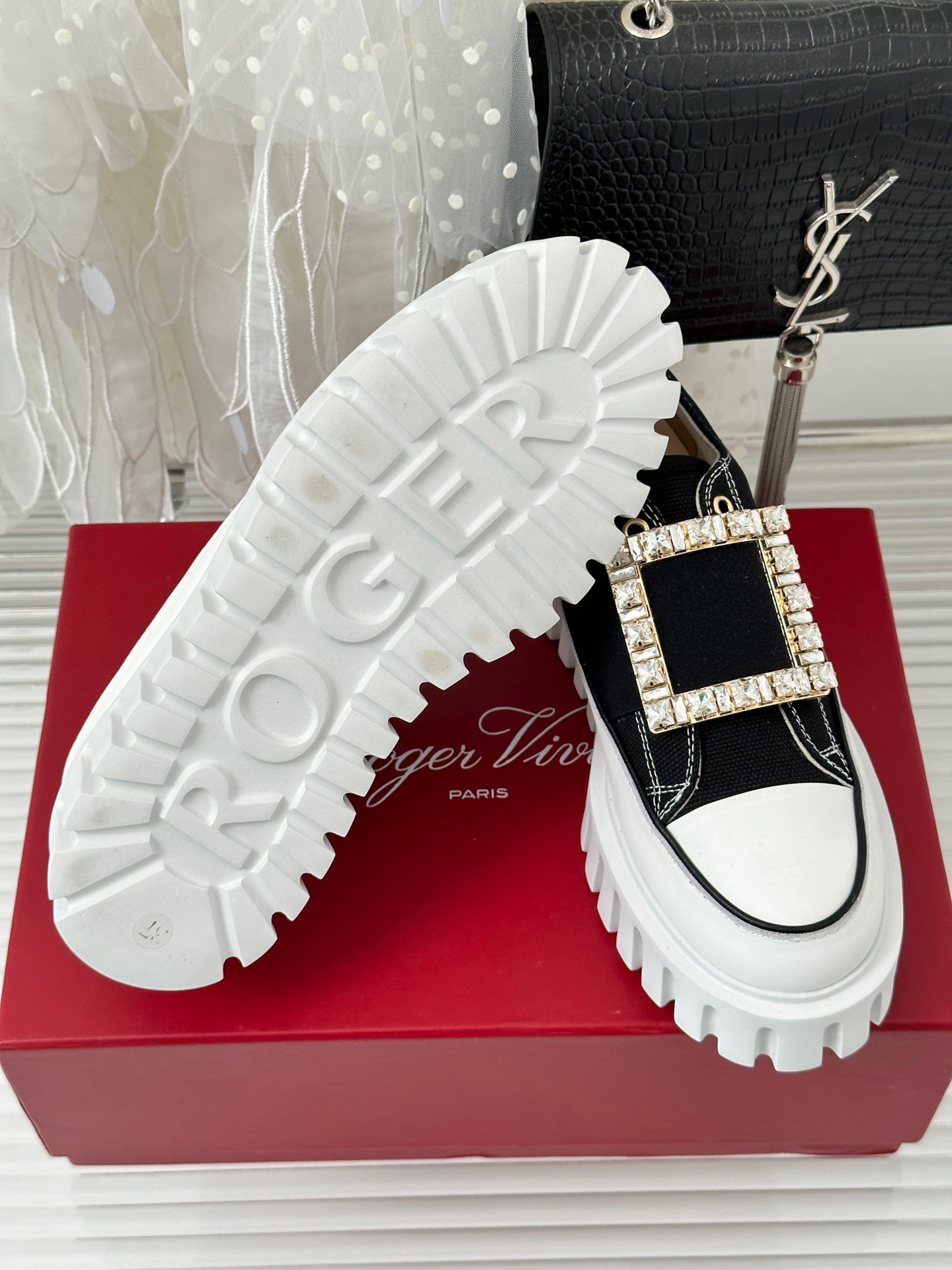 Roger Vivier Classic Square Diamond Buckle Thick Bottom Shoes - Image 9