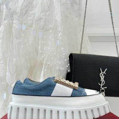 Roger Vivier Classic Square Diamond Buckle Thick Bottom Shoes