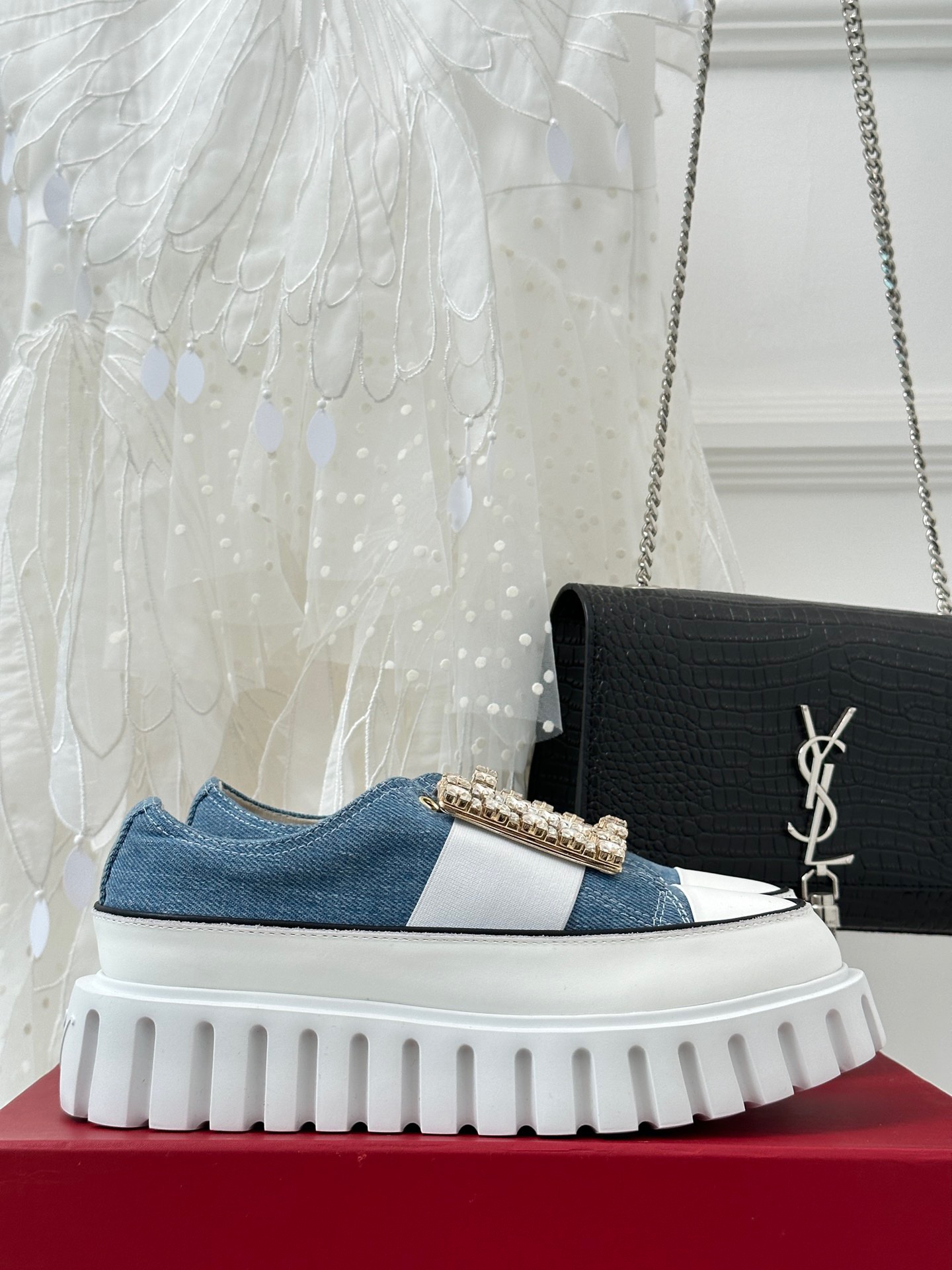 Roger Vivier Classic Square Diamond Buckle Thick Bottom Shoes