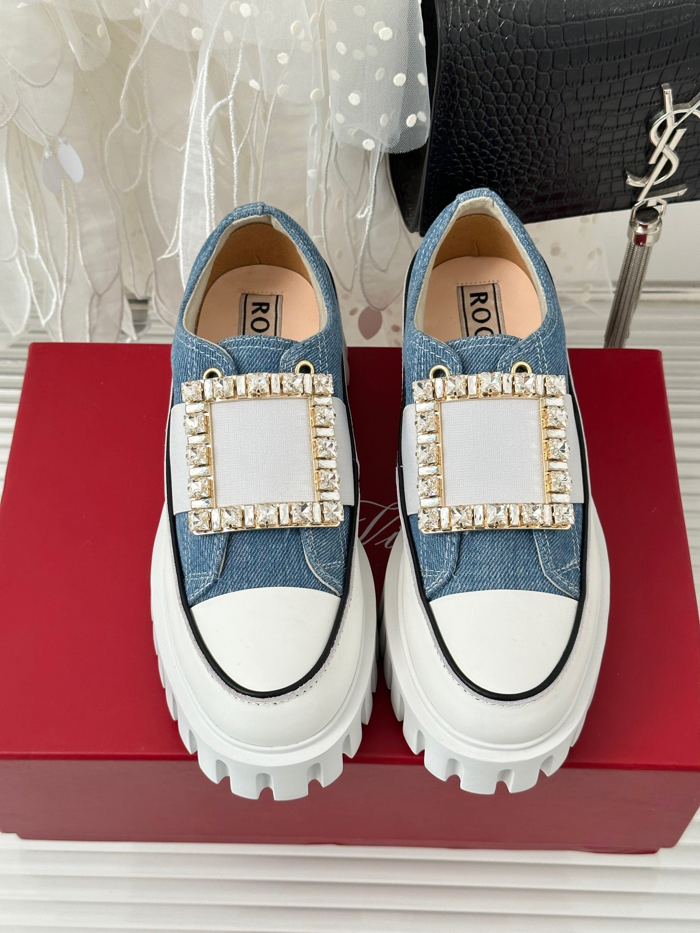 Roger Vivier Classic Square Diamond Buckle Thick Bottom Shoes - Image 4