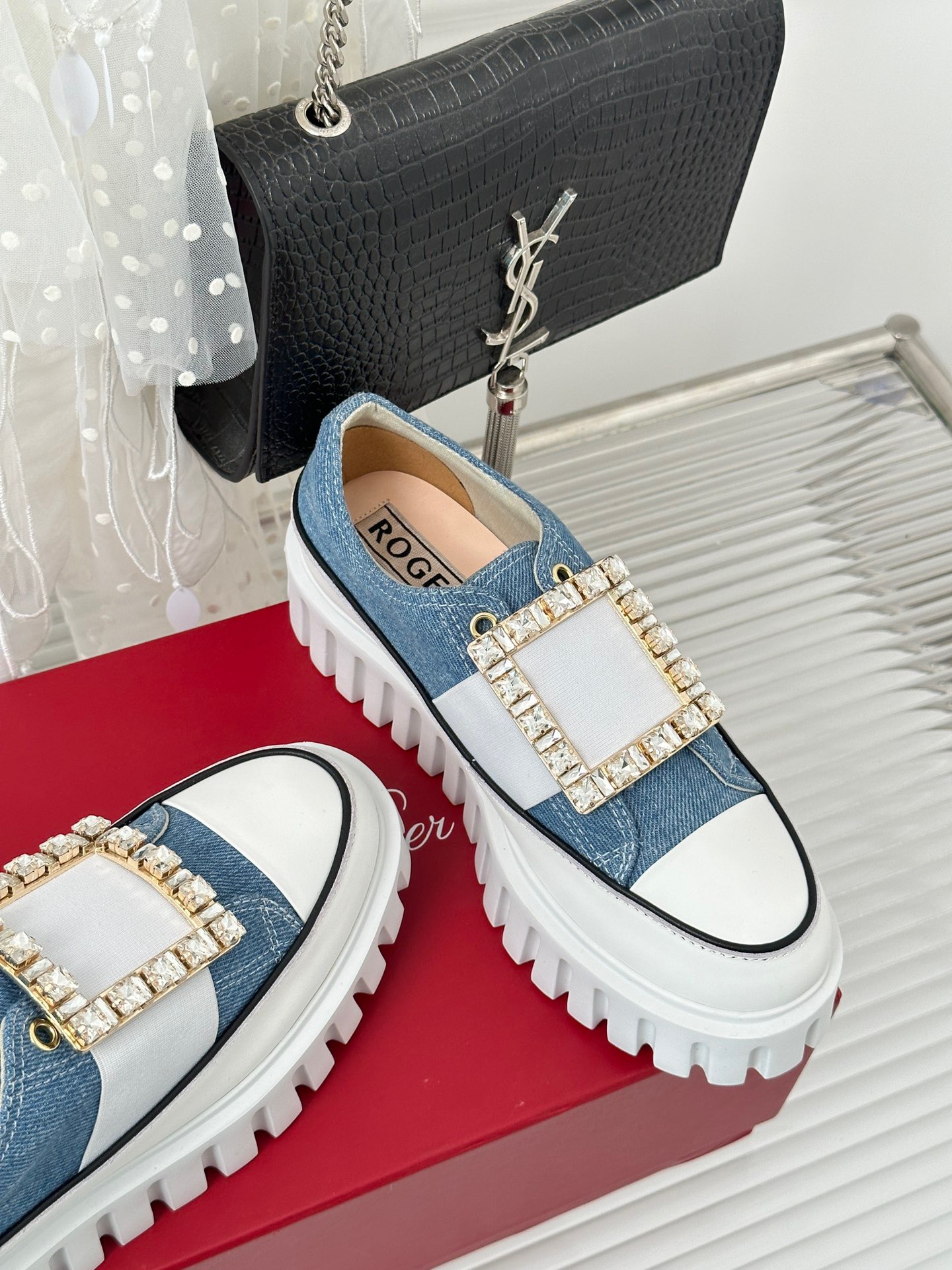 Roger Vivier Classic Square Diamond Buckle Thick Bottom Shoes - Image 5