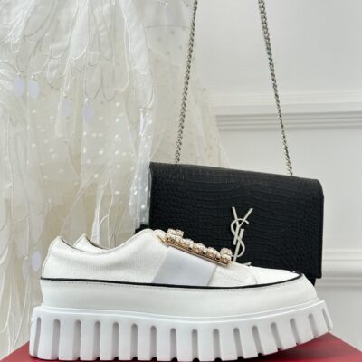 Roger Vivier Classic Square Diamond Buckle Thick Bottom Shoes