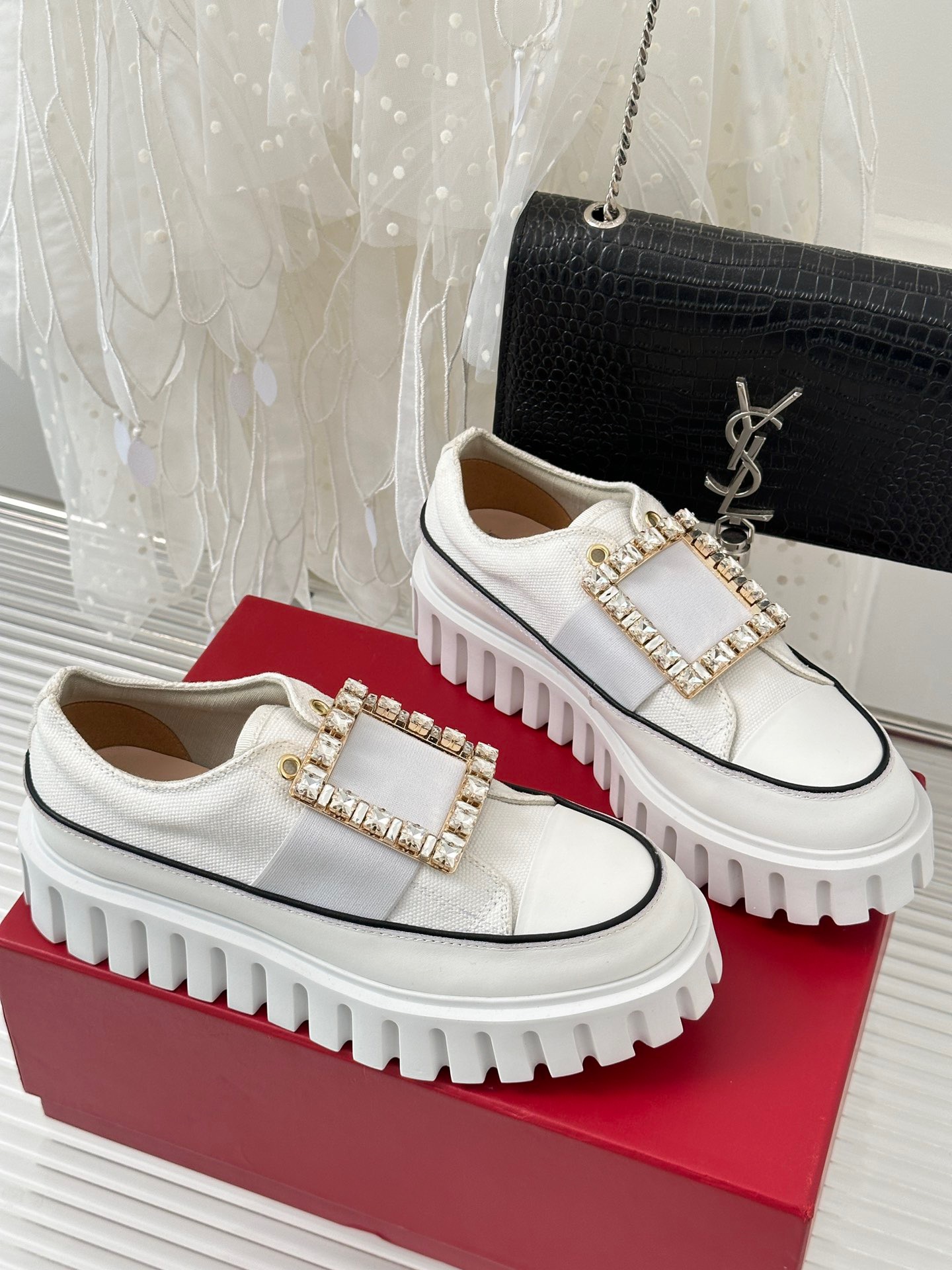 Roger Vivier Classic Square Diamond Buckle Thick Bottom Shoes - Image 3