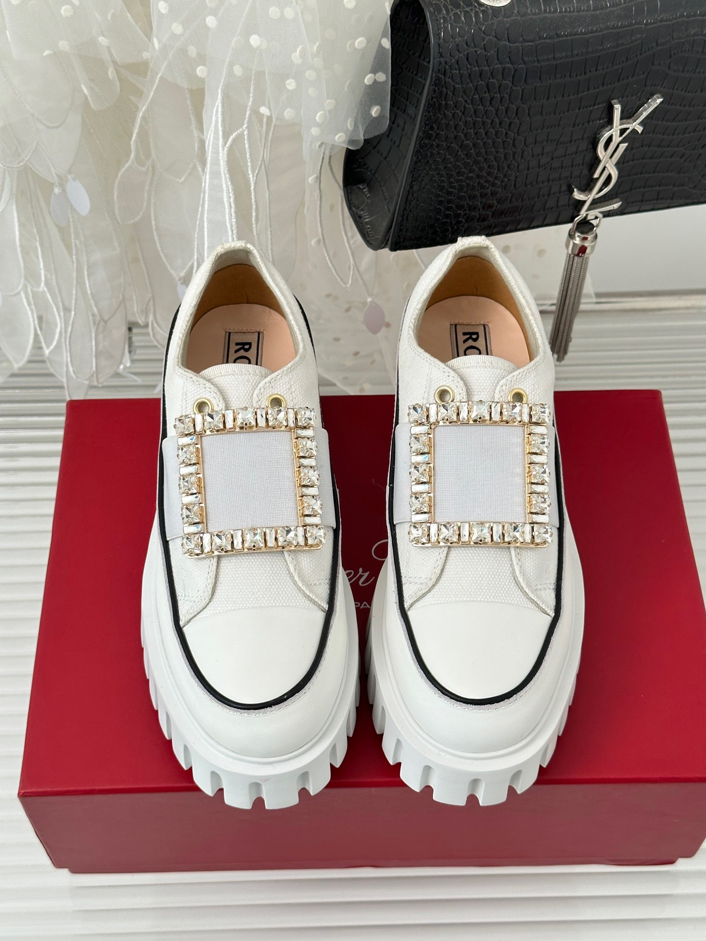 Roger Vivier Classic Square Diamond Buckle Thick Bottom Shoes - Image 4