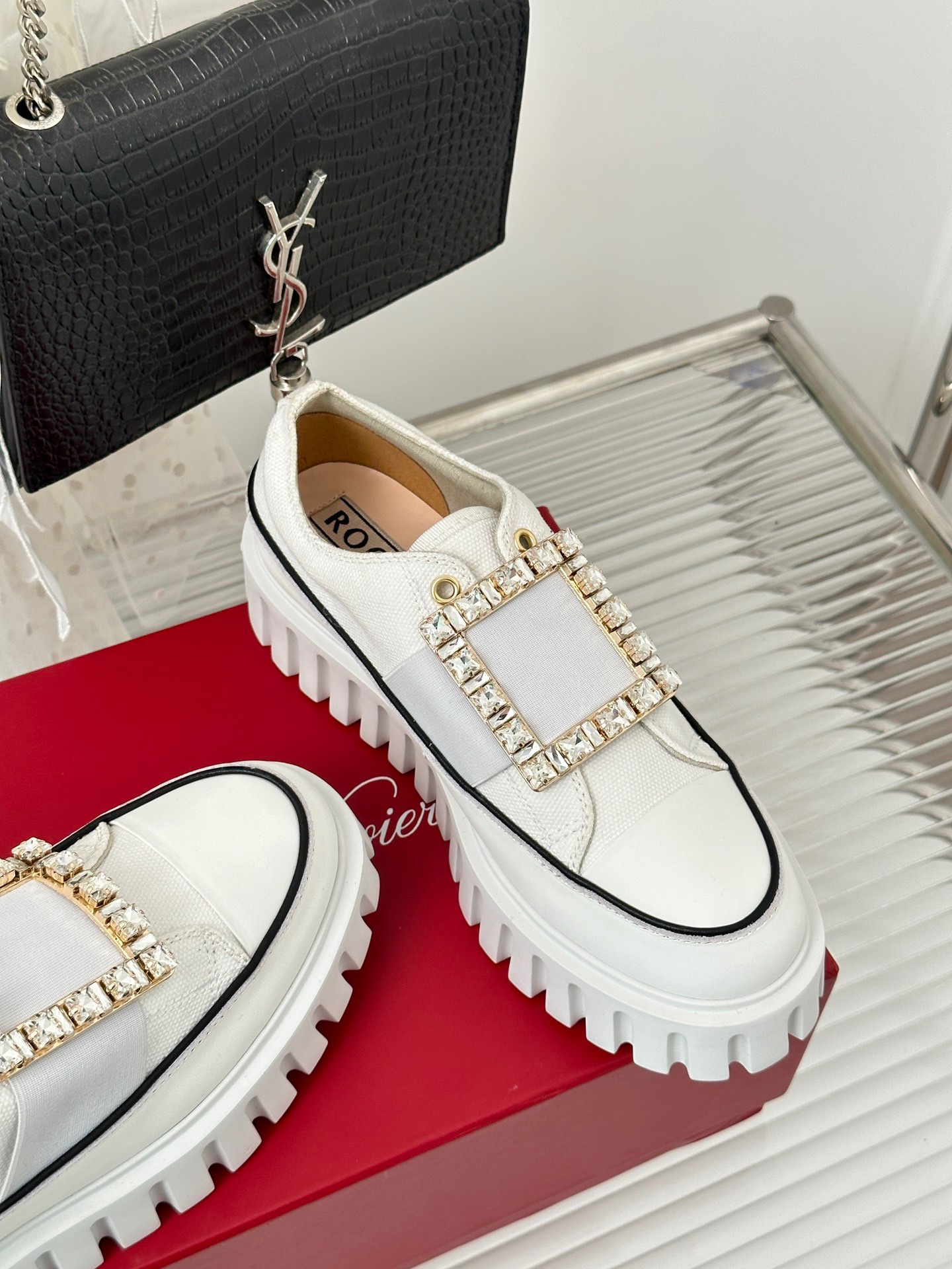 Roger Vivier Classic Square Diamond Buckle Thick Bottom Shoes - Image 5