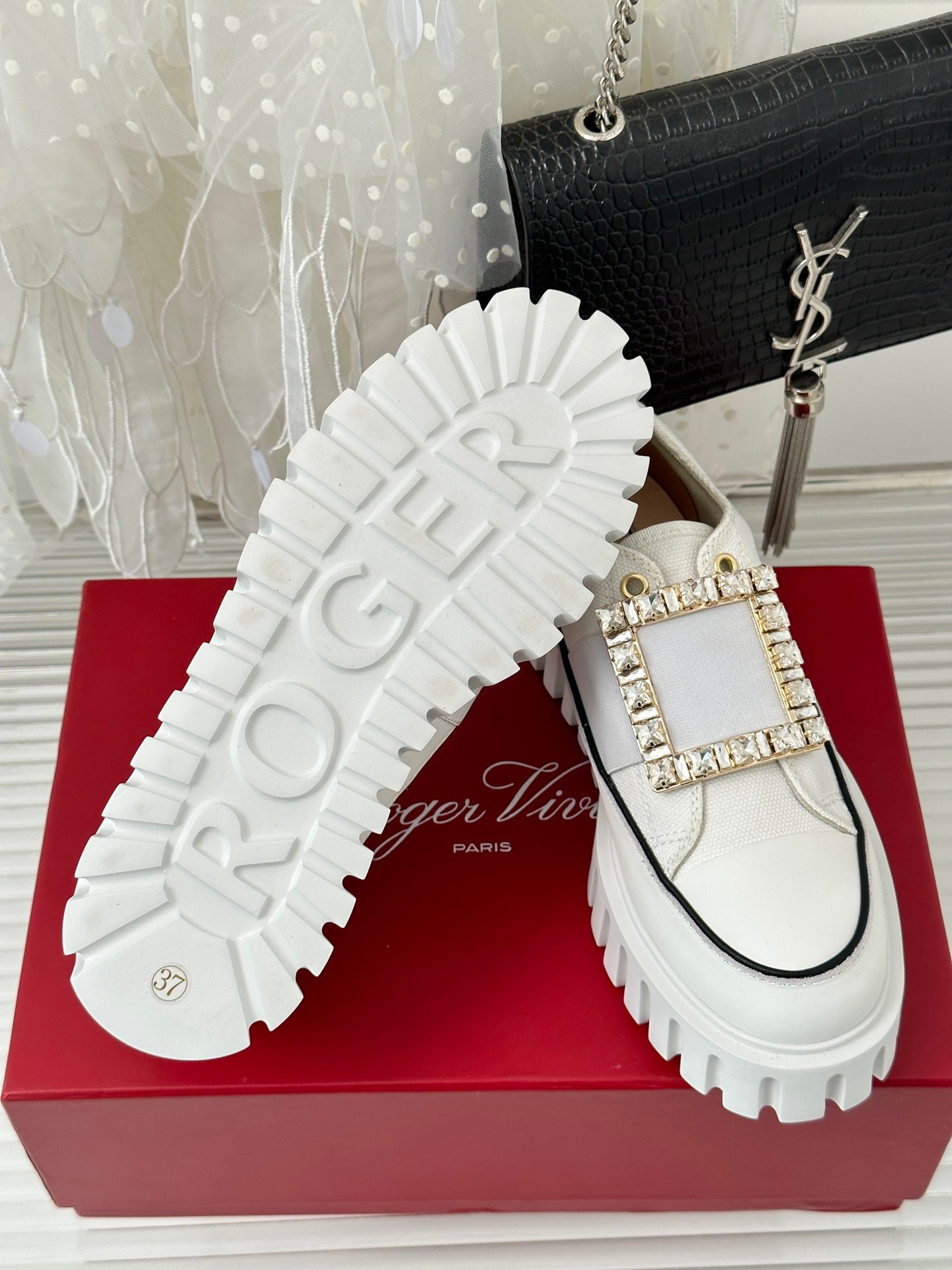 Roger Vivier Classic Square Diamond Buckle Thick Bottom Shoes - Image 9