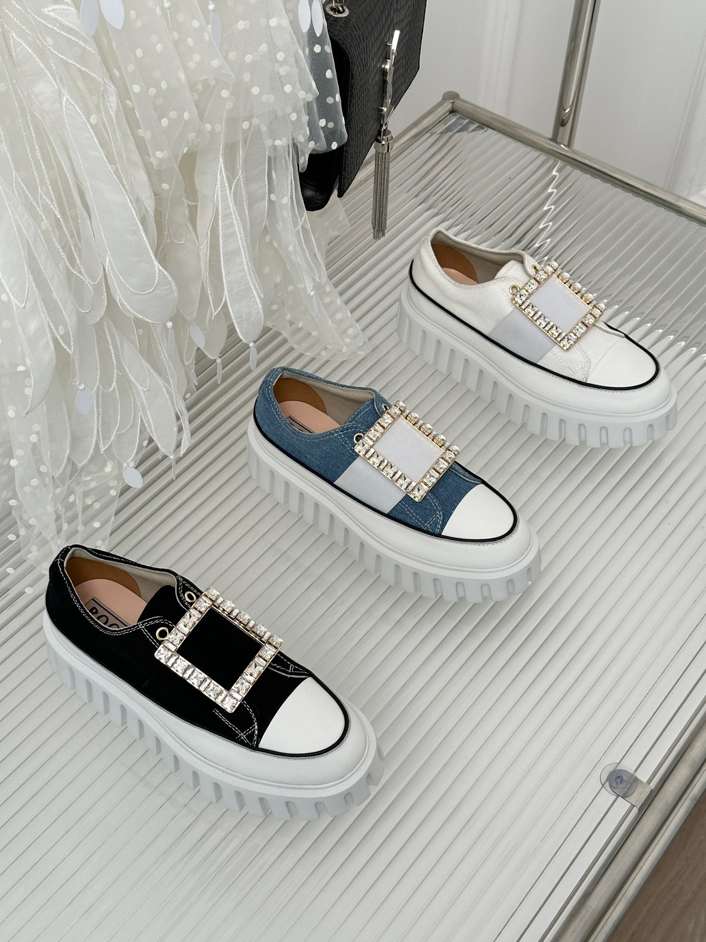 Roger Vivier Classic Square Diamond Buckle Thick Bottom Shoes Collection