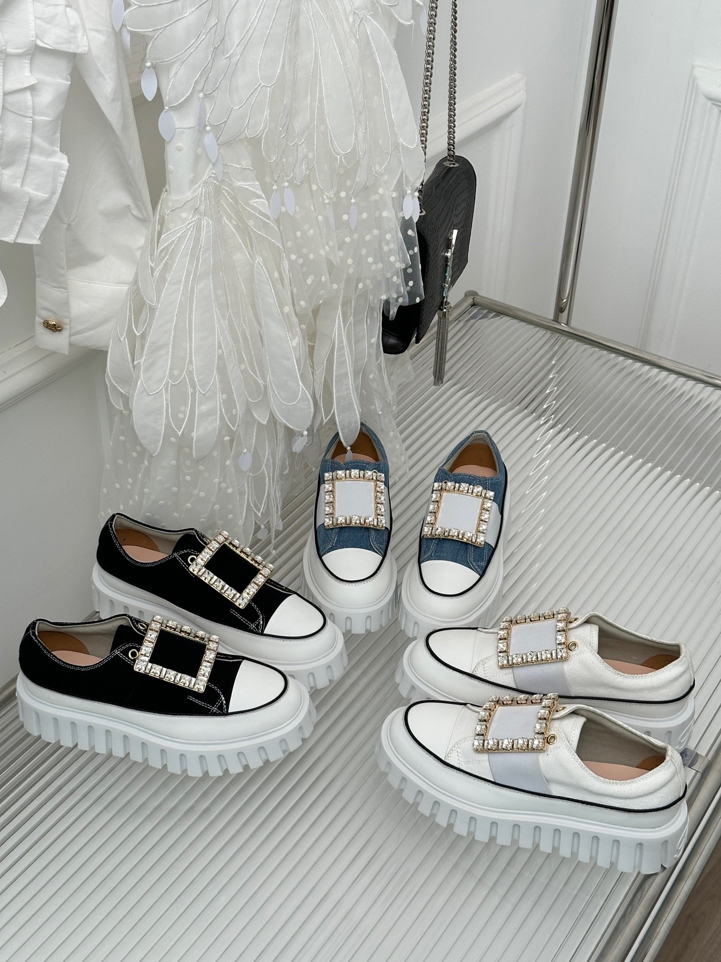 Roger Vivier Classic Square Diamond Buckle Thick Bottom Shoes Collection - Image 2