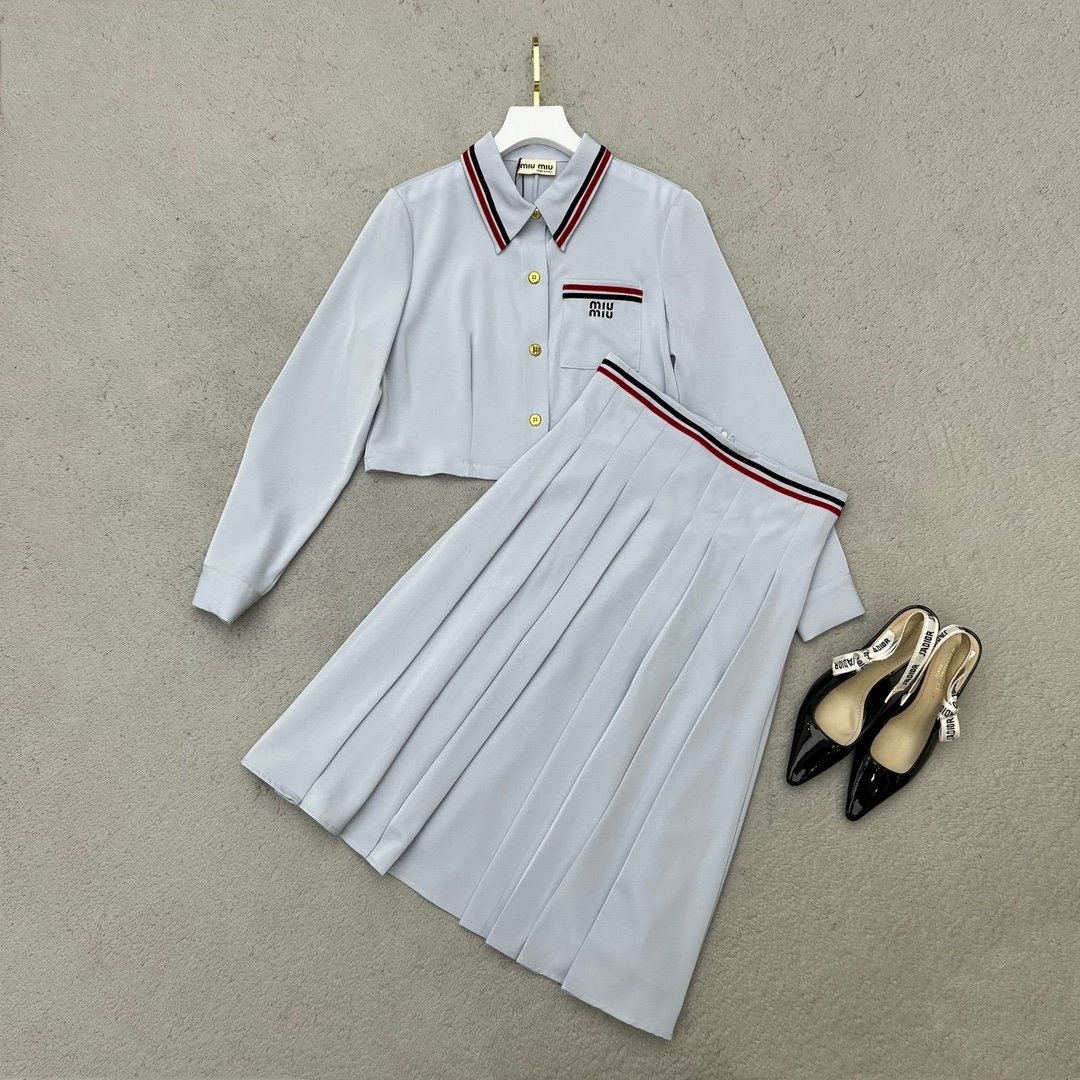 1000038535.jpg Miu Miu Long-sleeved Shirt & Long Skirt - Image 1