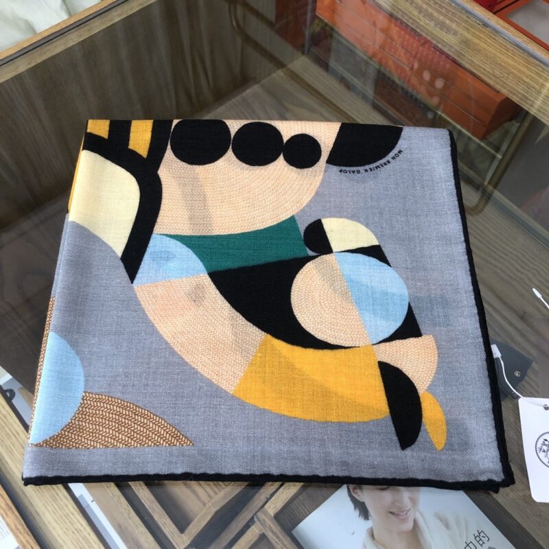 Hermes Top Herringbone Silk Cashmere Square Scarf
