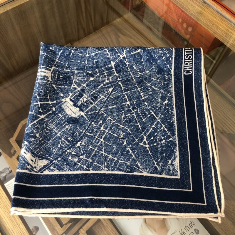 Dior Top Herringbone Silk Cashmere Square Scarf