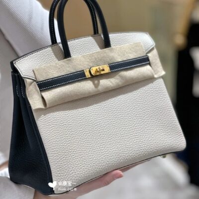 Birkin 25 Togo Craie & Noir GHW