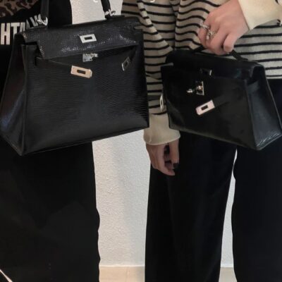 Kelly 28 vs Kelly Pochette Lizard Noir